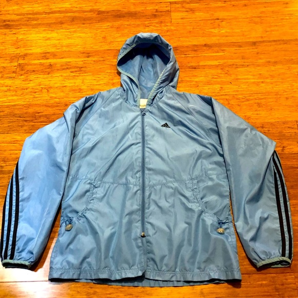 adidas Other - Adidas full zip light blue windbreaker w hood. Med